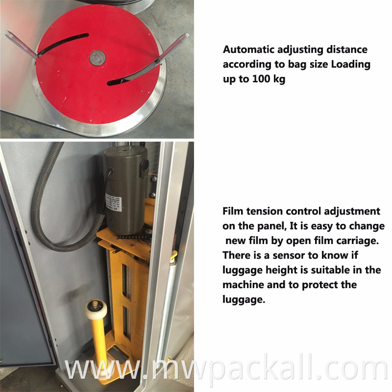 LP600F baggage packing machine at airport by shrink film
